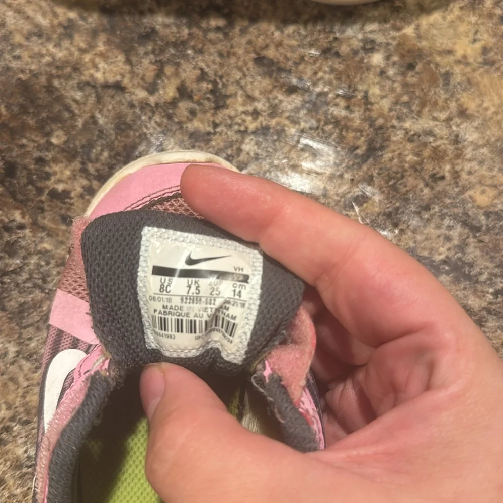 Nike pink and gray toddlers shoes size 8